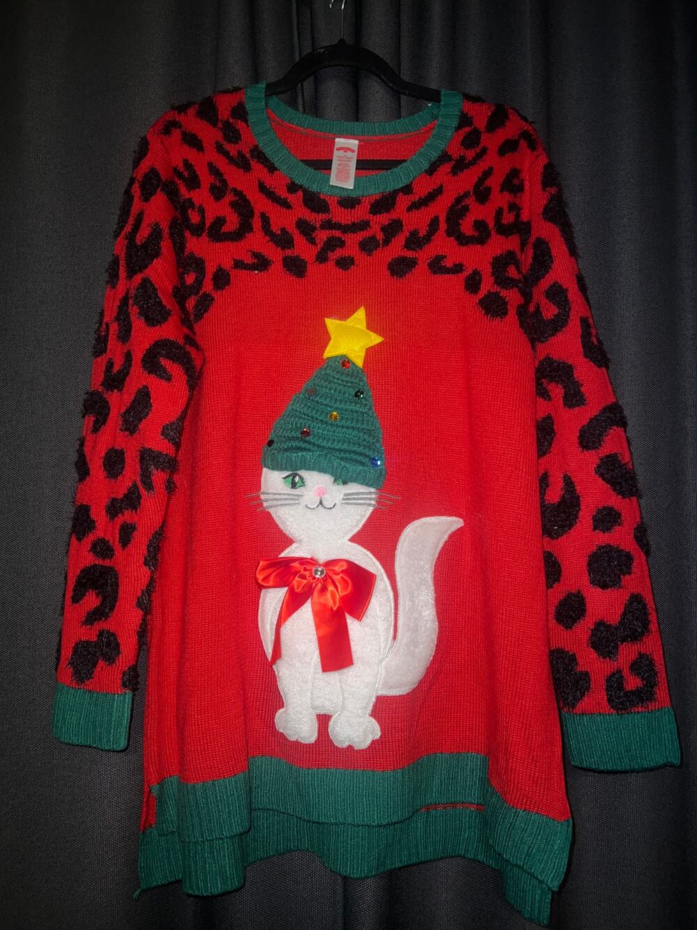 Ugly Christmas Sweater Xmas Size 1X Cat